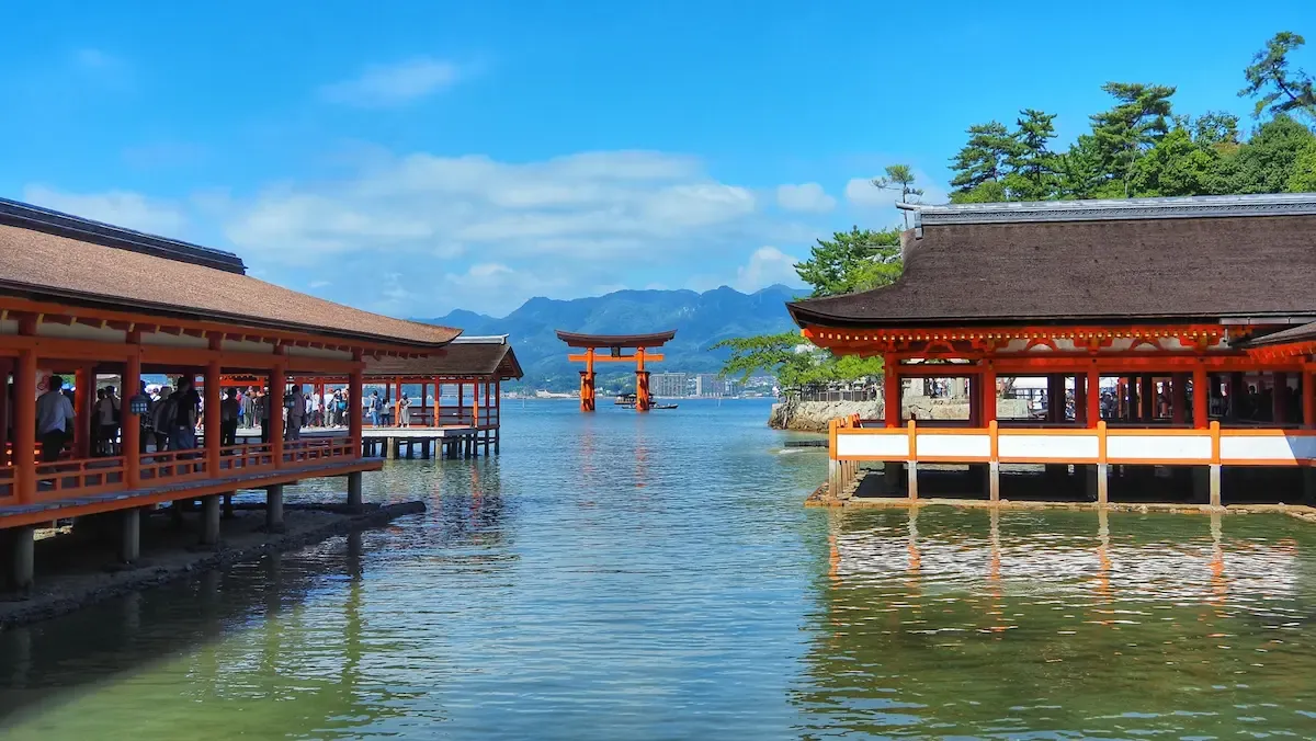 Itsukushima Shrine and the offshore torii at Miyajima